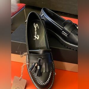 Black lug sole loafers
